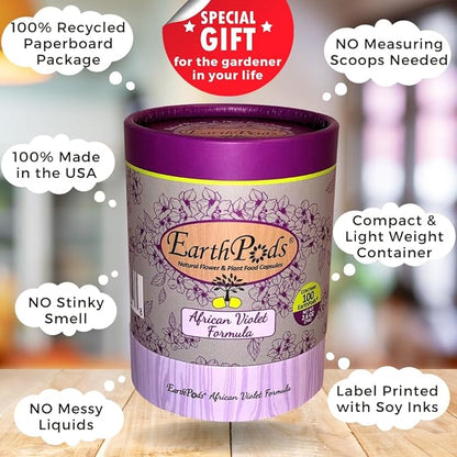 EarthPods® Organic African Violet Fertilizer Spikes – 100 African Violet Food Capsules - Made in USA
