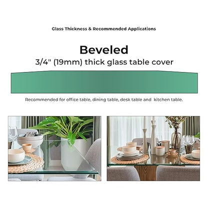 Custom Cut Glass 3/8'' Thick - Clear Tempered Glass to Size Rectangle Replacement Glass for Table Tops, Glass Shelves, Windows with Bevel Edge by Fab Glass and Mirror (C-CLGT-REC10MTB)