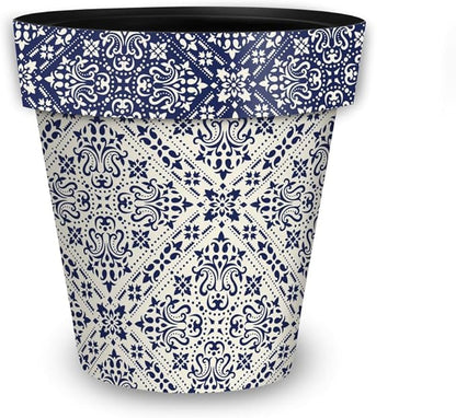 Briarwood Lane Navy and Tan Damask Small Planter