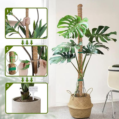 48 Inch Moss Pole, 2Pack Bendable Moss Pole for Plants Monstera, Tall Moss Poles for Climbing Plants Indoor, Large Pole Support, Garden Trellis Plant Stick Stakes for Potted Plants, Pothos