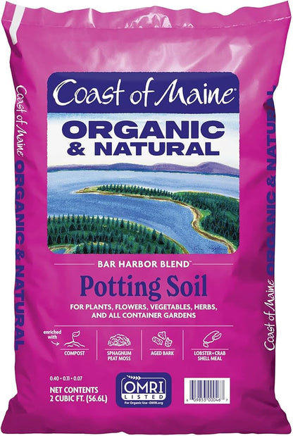 Coast of Maine Bar Harbor Blend, 2 cu ft (Pack of 2) Organic and Natural Potting Soil for Houseplants, Flowers, Vegetables, Herbs and Containers
