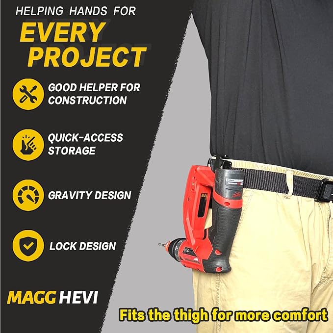 [MAGG HEVI] Tool Holster Compatible with Milwaukee M12 New Generation Tools,Gravity Locking Clip-On Tool Belt Holder for Drills, Driver, Impacts,Multi-Tool and More on Your Belt