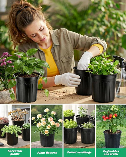 1 Gallon Plastic Plant Nursery Pot/Pots 65pcs Seedlings Flower Plant Container Seed Starting Pots Flexible Thickened Soft Plastic Garden Seedling Pot with Holes