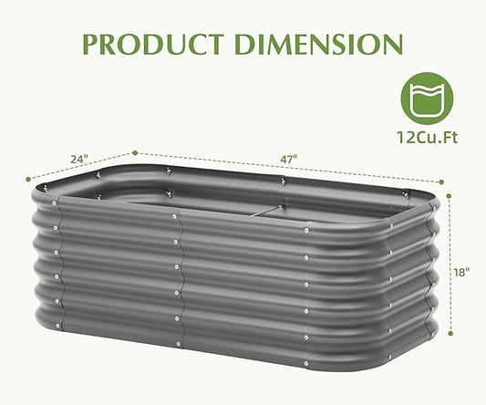 Galvanized Raised Garden Bed, Outdoor Planter Bed, Metal Planter Box for Gardening and Planting,4x2x1.5ft, Dark Grey
