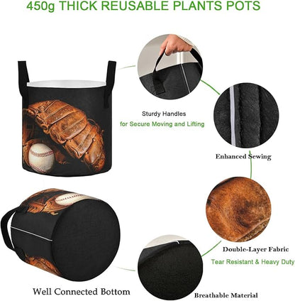 7 Gallon Old Baseball Breathable Grow Bags Heavy Duty Planter Pot Containers with Handles for Potato Tomato Fruits Flowers Vegetables
