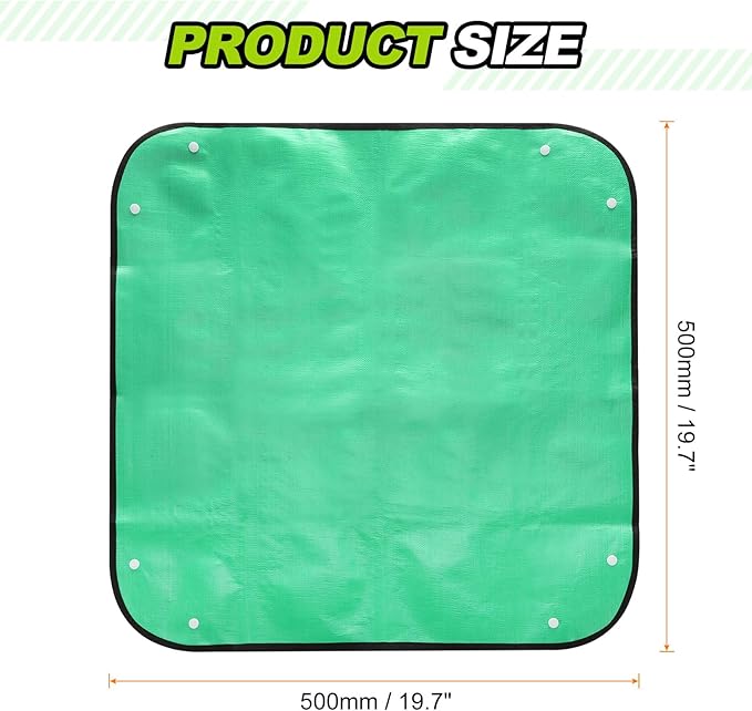 HARFINGTON Repotting Mat 19.7" x 19.7" PE Cloth Waterproof Plant Repotting Mat Foldable Portable Gardening Potting Tray with Plastic Buckle for Indoor Plant Change Soil Watering, Green