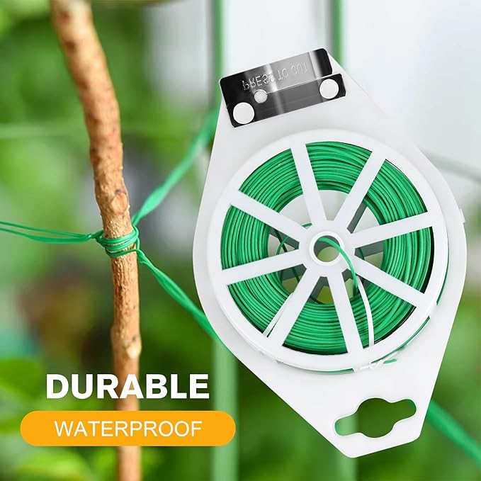 328feet Plant Ties with Cutter, Twist Ties for Tomato Vines and Garden Plants, Adjustable Length Garden Wire for Plants