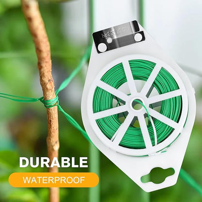 328feet Plant Ties with Cutter, Twist Ties for Tomato Vines and Garden Plants, Adjustable Length Garden Wire for Plants