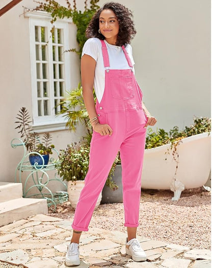 Vetinee Womens Classic Adjustable Straps Pockets Denim Bib Overalls Jeans Pants