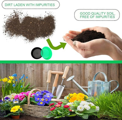 2 Pcs Round Garden Soil Sieve Pan Sand Sifter Set for Sieve Work of Small Gravel, Soil, Sand