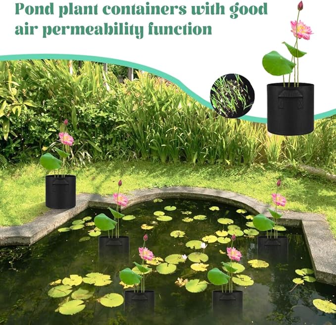 6 Pcs Lily Plant Pots for Pond, 2 Gallons Aquatic Pond Planter, Breathe Reusable Grow Bags with Handles for Aquatic Plants, Water Lily, Lotus, Potato,Onion,Flowers
