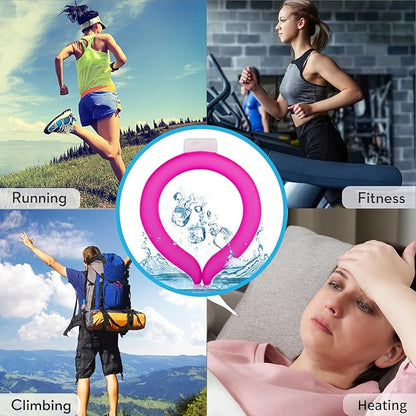 2PCS Neck Cooling Tube with Cold Insulated Bag,Reusable Ice Neck Cool Wearable Body Cooling Products for Summer Heat (Pink*2)