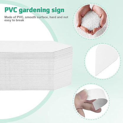 120PCS Waterproof Plant Labels - 4 Inch Blank Garden Markers for Indoor & Outdoor Use with Marker Pen - White PVC Type Stakes for Herbs, Flowers, and Plants