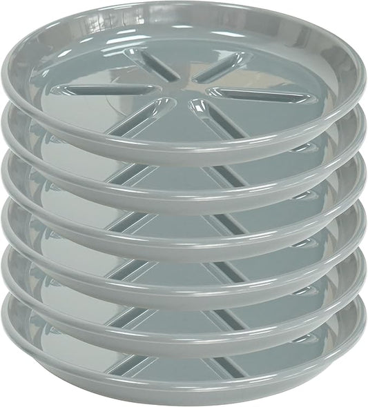 6 Pack of Plant Saucer 10 inch, Plant Trays for Indoors No Holes, Plant Drip Trays for Indoors Outdoor, Plant Water Tray for Planters, Gray