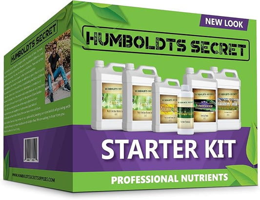 Humboldts Secret Starter Kit Pack | Indoor and Outdoor Plant Fertilizer and Hydroponic Nutrients | Base A & B, CalMag and Iron, Golden Tree, Flower Stacker, Plant Enzymes | Complete Garden System