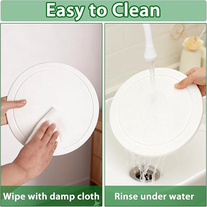 Plant Saucer Flower Pot Saucers Plant Trays for Pots Instant Dry Diatomaceous Earth Round Plant Drip Trays for Indoors Keeping Counter and Floors Dry and Clean (2Pcs White Large)