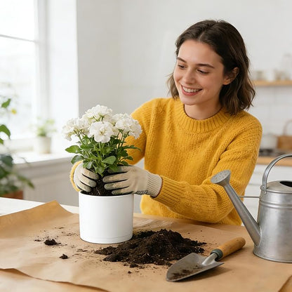 GARDIFE 10/9/8 Inch Modern Cylinder Planter, Plant Pots for Indoor Outdoor Plants, Flower Pots with Drainage Holes and Saucers for Garden Succulent Nursery House Plants (White)