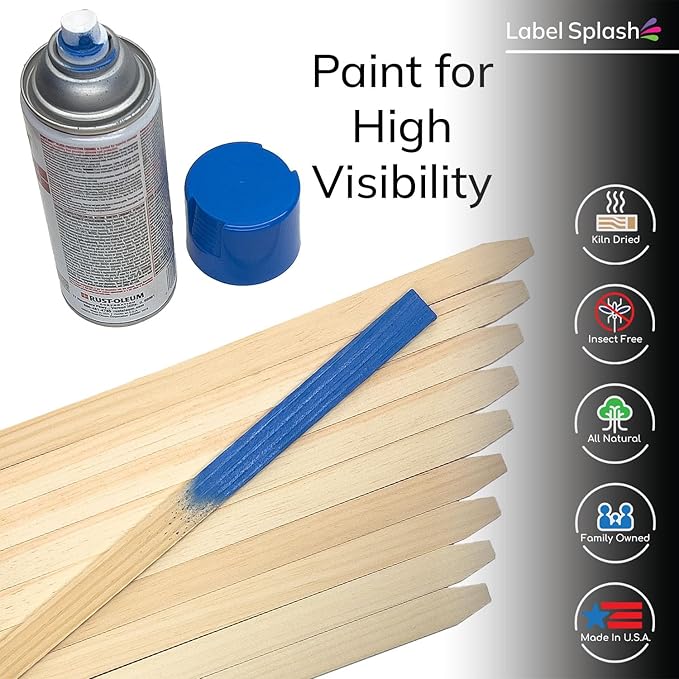 25 Pack 17.5" Wood Stakes for Garden Marking Survey Grading Paint Stirring Stick Model Building Landscaping Plant Support and Crafts 17.5 Inch Made in The USA by LABELSPLASH