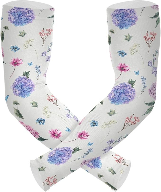 Wamika Gardening Sleeves Spring Globe Daisy Flowers Farm Sun Protective Arm Sleeves with Tumb Hole