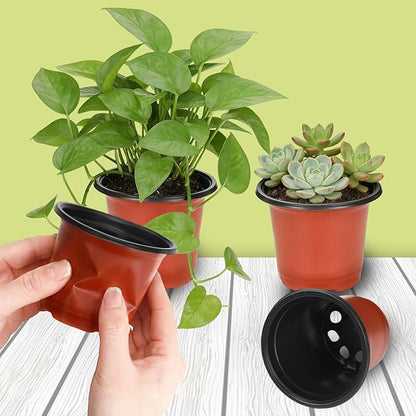 Augshy 110 Pcs 3.5 Inch Plastic Plant Pots, Nursery Pots for Succulents Seedlings, Small Plant Pots with Drainage Holes, Plastic Garden Pots for Home Gardening