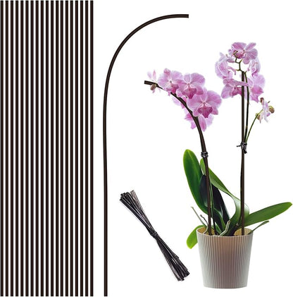 20Pcs Plant Stakes,Plant Sticks,Garden Brown Bendable Single Stem Plant Support Stakes for Indoor and Outdoor Plants,Potted Plants,Flowers Orchid Peony Rose-18 Inches