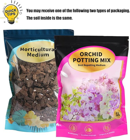 Orchid Potting Mix with Orchid Bark 4QT - New Upgraded Formula for Superior Drainage & Breathability | Premium Soil for Healthy Roots