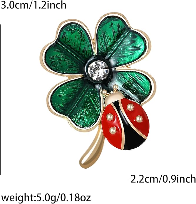 St.Patrick's Day Brooches for Women Dainty Crystal Four Leaf Lapel Pin Shamrock Hat Brooch Pins Irish Enamel Brooches Irish Holiday Costume Accessory Jewelry