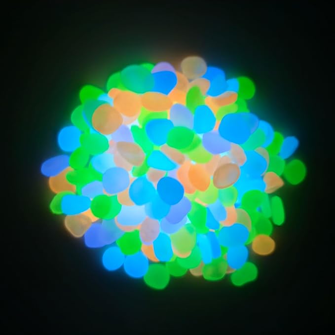 310 Pcs Glow in The Dark Stones - Multicolor Luminous Stone for Fish Tank, Garden, Aquarium, Walkway | Glow Rocks with 3 Sizes (L/M/XL)