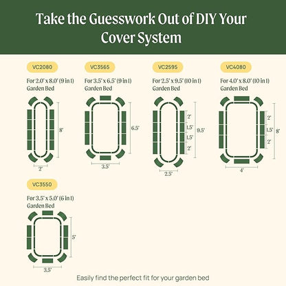 Vego garden Cover System for 2.5' x 9.5' (10 in 1) Garden Bed (Garden Bed not Included)