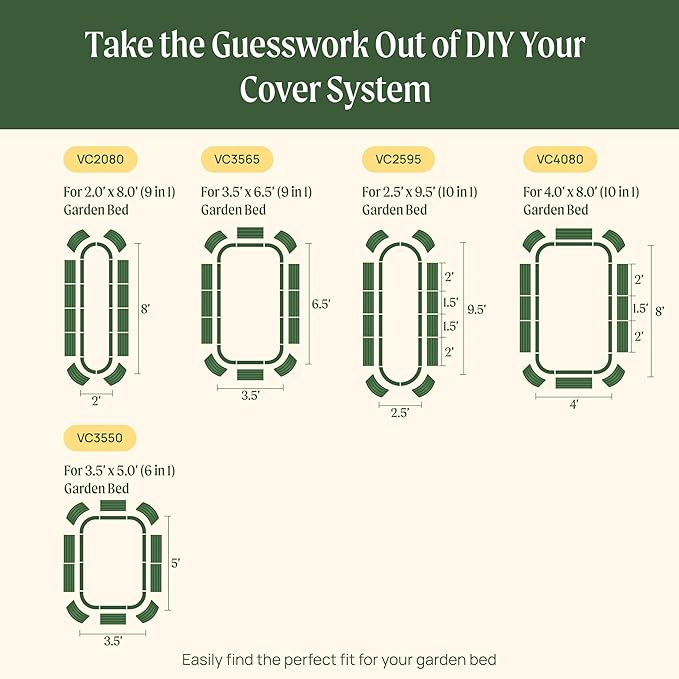 Vego garden Cover System for 3.5' x 5.0' (6 in 1) Garden Bed (Garden Bed not Included)