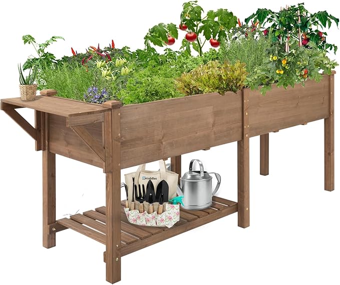 Raised Garden Bed with Legs Outdoor, Elevated Garden Box with Legs, Large Storage Shelf for Vegetable, Flower, Herb, Easy to Assemble，81x23x31 in