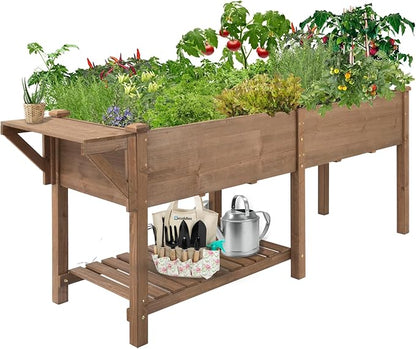 Raised Garden Bed with Legs Outdoor, Elevated Garden Box with Legs, Large Storage Shelf for Vegetable, Flower, Herb, Easy to Assemble，81x23x31 in