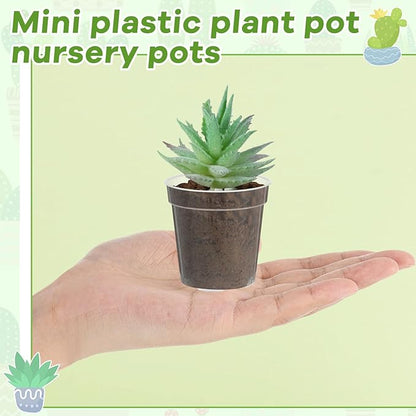 Yaomiao 80 Pcs 3 Inch Clear Mini Plastic Plant Pot Nursery Seedling Pots Seed Starter with Drainage Holes for Indoor Outdoor Garden Succulent Plants Cuttings Transplanting