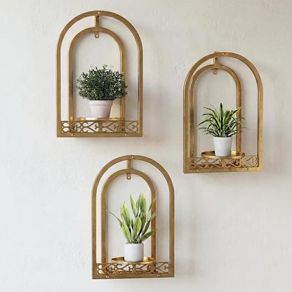 Wall Hanging Planters, Modern Iron Frame for Indoor/Outdoor Plants, Stylish Decor for Living Room, Garden, Patio 3 Pack Gold