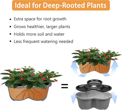 VECELO 7 Tier Vertical Garden Planter, Self Watering Stackable Planters with Wheels for Strawberries, Herbs, Flowers, Vegetables, Dark Gray