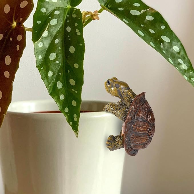 Tortoise Figure Plant Pot Hanger, Resin Climbing Flower Pot Hanger Figurines Cute Animal Hanging Turtle Statue Plant Pot Hugger Planter Pot Gift for Yard Garden Ornaments Vase Terrarium Decorations