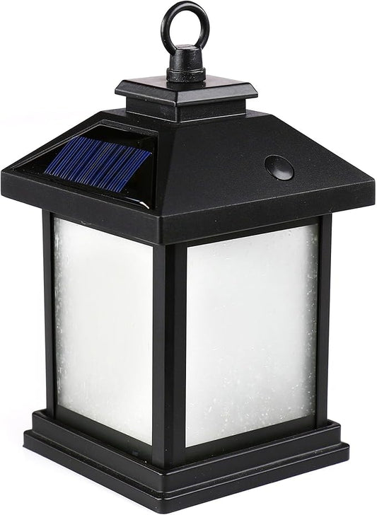 Feit Electric Solar Outdoor LED Lantern, 2700K Warm White, 10 Lumens, 3.5-Watt Authentic Live Flicker Flame and Weatherproof Build for Year-Round Outdoor Path Light, LLAN4SQ/FLAME3/SOL
