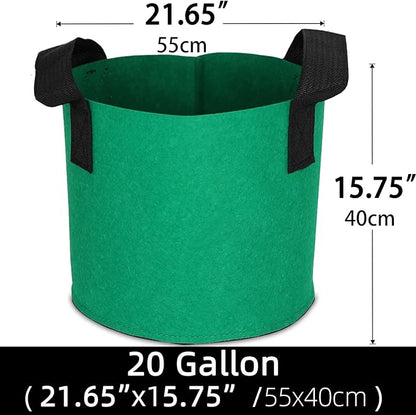 Grow Bags,Growing Pot Bags Garden Grow Bag Indoor Outdoor Fabric Aeration Plant Pot Container Flower Vegetable Pouch (Dark Green,20Gallon)