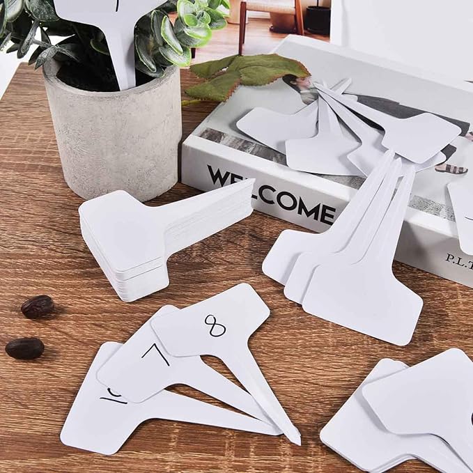 WSSROGY 240 Pcs T-Type Plastic Garden Plant Labels Tags Markers with Marker Pens for Outdoor Plants Name