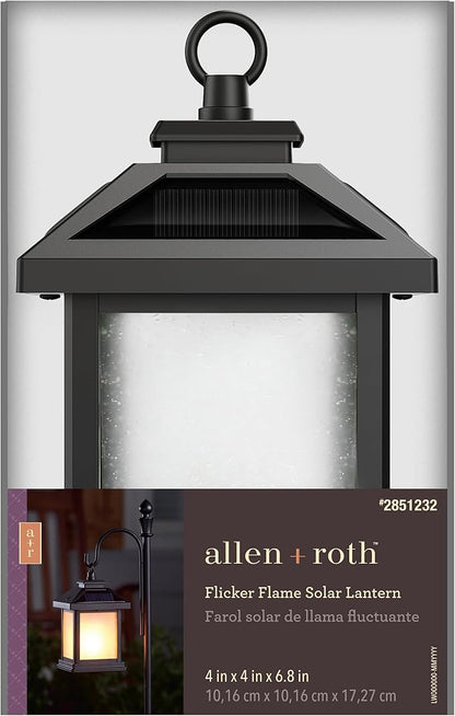 Feit Electric Solar Outdoor LED Lantern, 2700K Warm White, 10 Lumens, 3.5-Watt Authentic Live Flicker Flame and Weatherproof Build for Year-Round Outdoor Path Light, LLAN4SQ/FLAME3/SOL