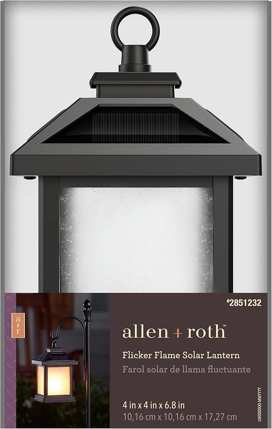 Feit Electric Solar Outdoor LED Lantern, 2700K Warm White, 10 Lumens, 3.5-Watt Authentic Live Flicker Flame and Weatherproof Build for Year-Round Outdoor Path Light, LLAN4SQ/FLAME3/SOL