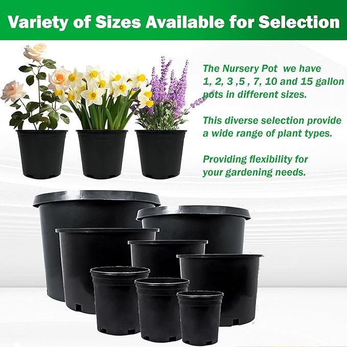 Nursery Pots with Drainage Holes Pack of 10 Pcs 7 Gallon and Plant Label Flexible Seedling Pots Seed Starting Planter for Indoor Outdoor Flowers Succulents Cactus
