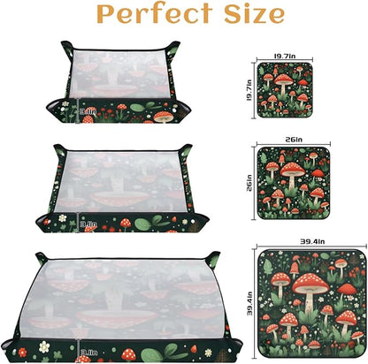 Pardick Repotting Mat for Indoor Plant 26"x26" Flowers Mushrooms Soil Change Mat Waterproof Planting Tray Colorful Mushrooms Foldable Succulent Potting Mat Gardening Gifts for Women Men Plant Lovers