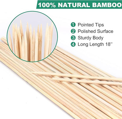 40 Pack 18'' Natural Bamboo Plant Stakes, Wood Plant Supports, Wood Garden Sticks for Plants Tomato Floral Potted, Wooden Sign Posting Garden Sticks