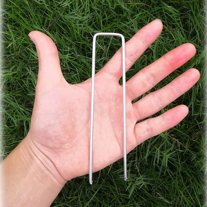Garden Stakes Pins,50PCS 6 Inch Galvanized Garden Landscape Staples Stakes Garden Staples U-Shaped Landscape Pins for Anchoring Fence,Fabric and Artificial Turf (50, 6 Inch)