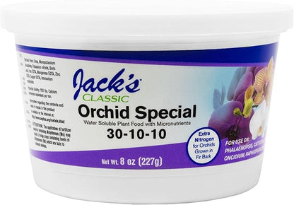 Jack's Classic 30-10-10 Orchid Special Water-Soluble Fertilizer with Micronutrients and Extra Nitrogen, Used for Turfs and Ornamental Grasses, 8oz