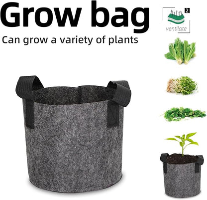 Grow Bags,Growing Pot Bags Garden Grow Bag Indoor Outdoor Fabric Aeration Plant Pot Container Flower Vegetable Pouch (Dark Gray,2 Gallon)