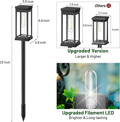BesLowe Upgraded Solar Pathway Lights Outdoor, 12-Pack Large LED Solar Light Outdoor Waterproof, Super Bright Outside Lights for Yard, Sun-Powered Landscape Lighting for Garden Walkway, Cool White