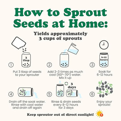 Food to Live Organic Spicy Mix of Sprouting Seeds, 5 Pounds — Non-GMO Broccoli, Radish, Alfalfa, Raw, Rich Germination Rate, Non-Irradiated, Pure, Kosher, Vegan Superfood, Bulk, Rich in Sulforaphane