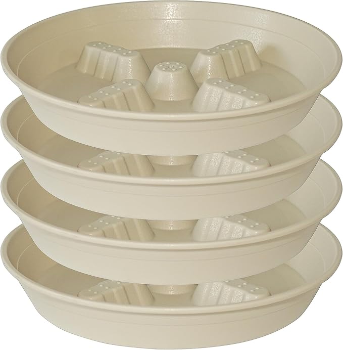 4 Pack Plant Saucer 10 inch, 8 12 14 17 inch, Plant Stand Plastic Plant Saucers for Indoors Outdoor, Heavy Duty Flower Plant Risers for Inside Pots, Pot Saucers for Plants, Grow Bags Saucers